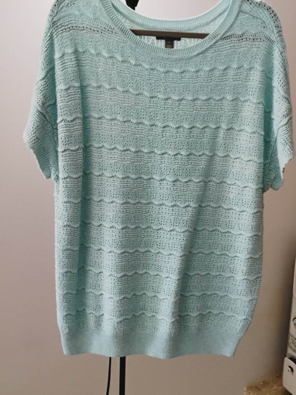 Style & Co Light Blue Metallic Knit Sweater - L